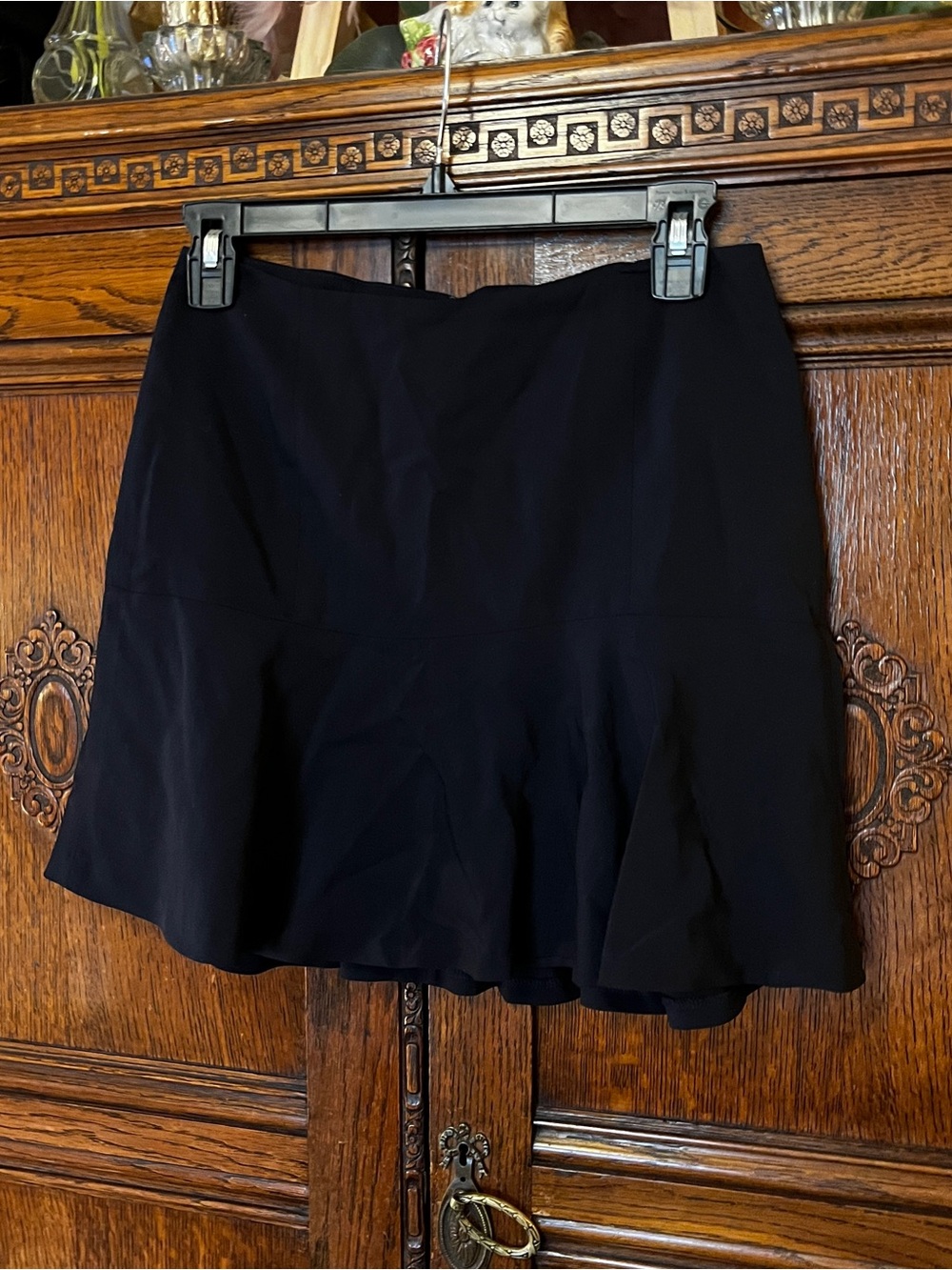 Theory Black Flared Mini Skirt